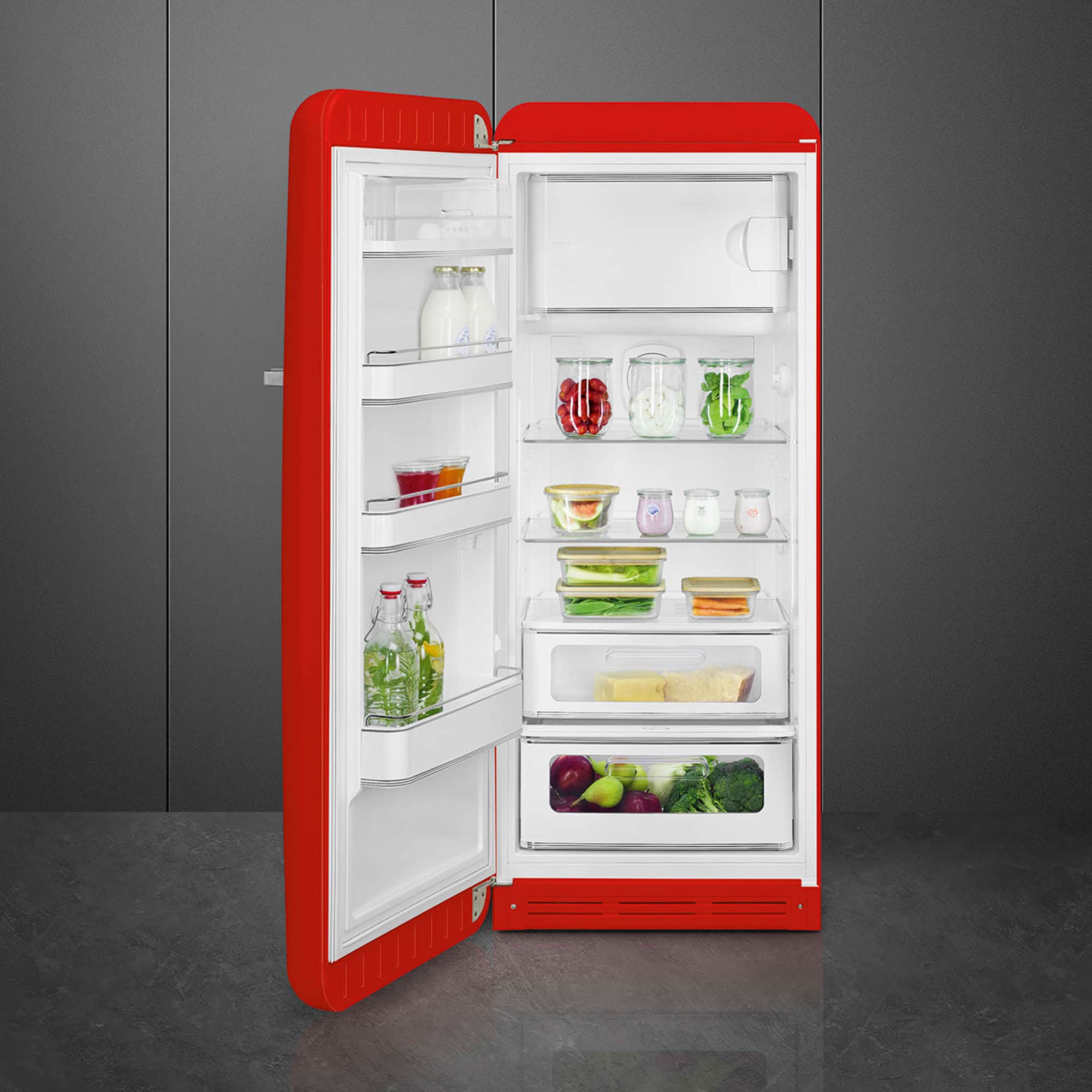 Smeg FAB28LRD6 Jääkaappi Pakastinlokerolla 153 cm Vasemmalle avattava Punainen